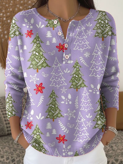 Julesweater til damer med knapper