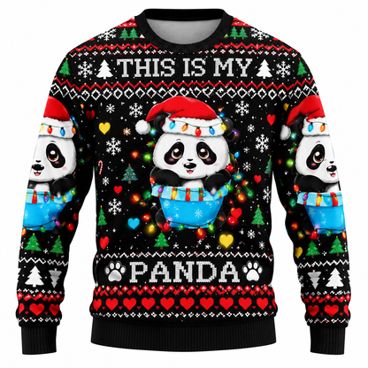 Julesweater til mænd | Print med snefnug, juletræer og lysmotiver | Afslappet pasform, rund hals og lange ærmer