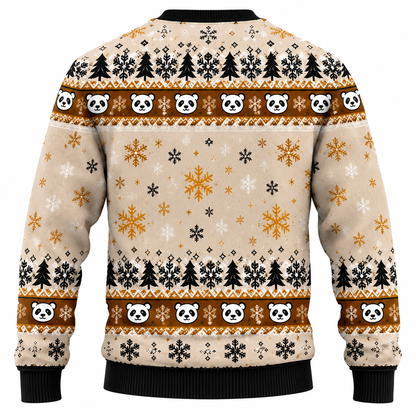 Julesweater til mænd | Print med snefnug, juletræer og lysmotiver | Afslappet pasform, rund hals og lange ærmer