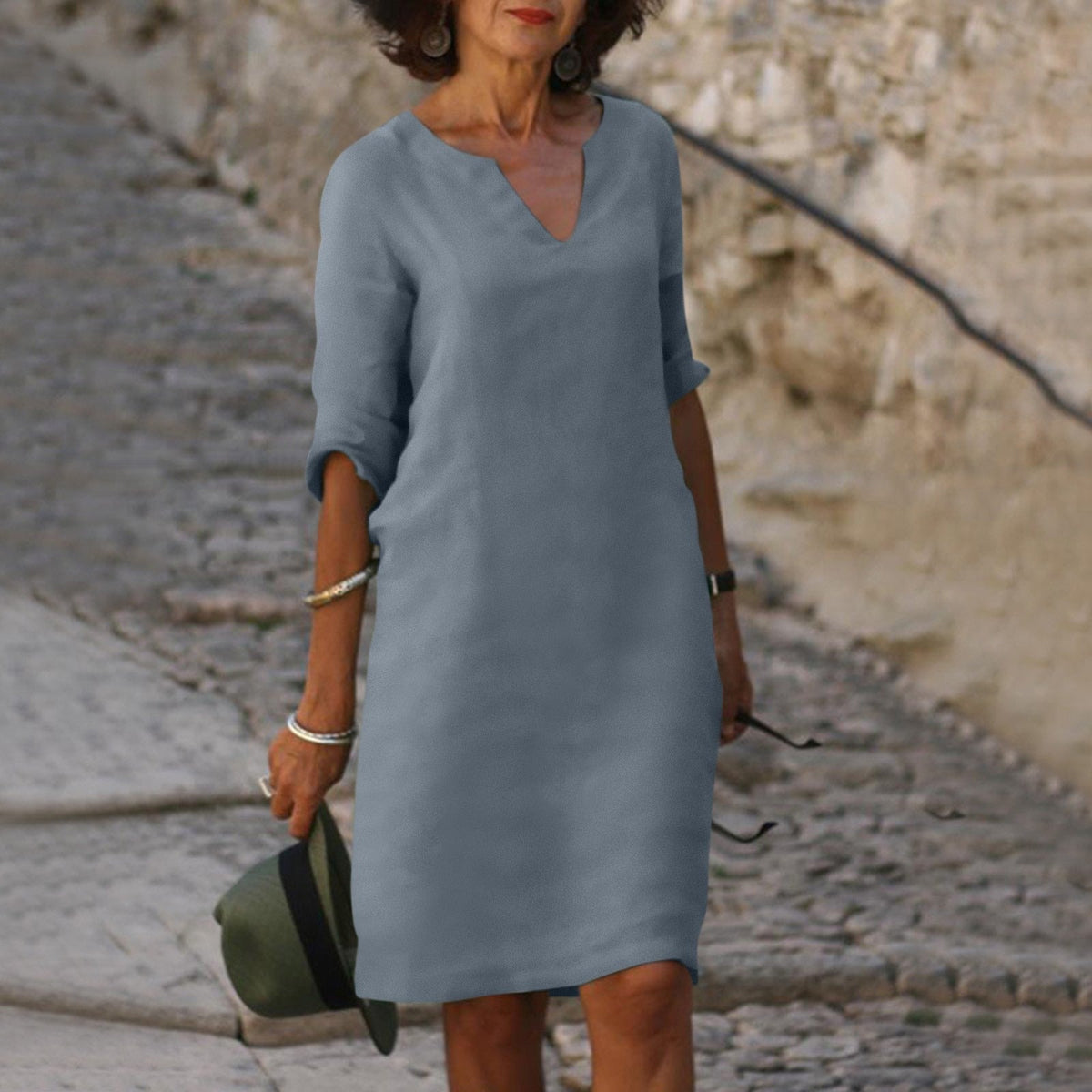 Image of Katja | Dame V-Hals Midi Kjole