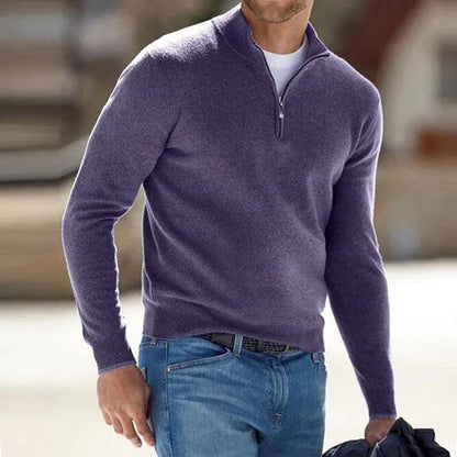 Klassisk herresweater med lynlås – Afslappet stil