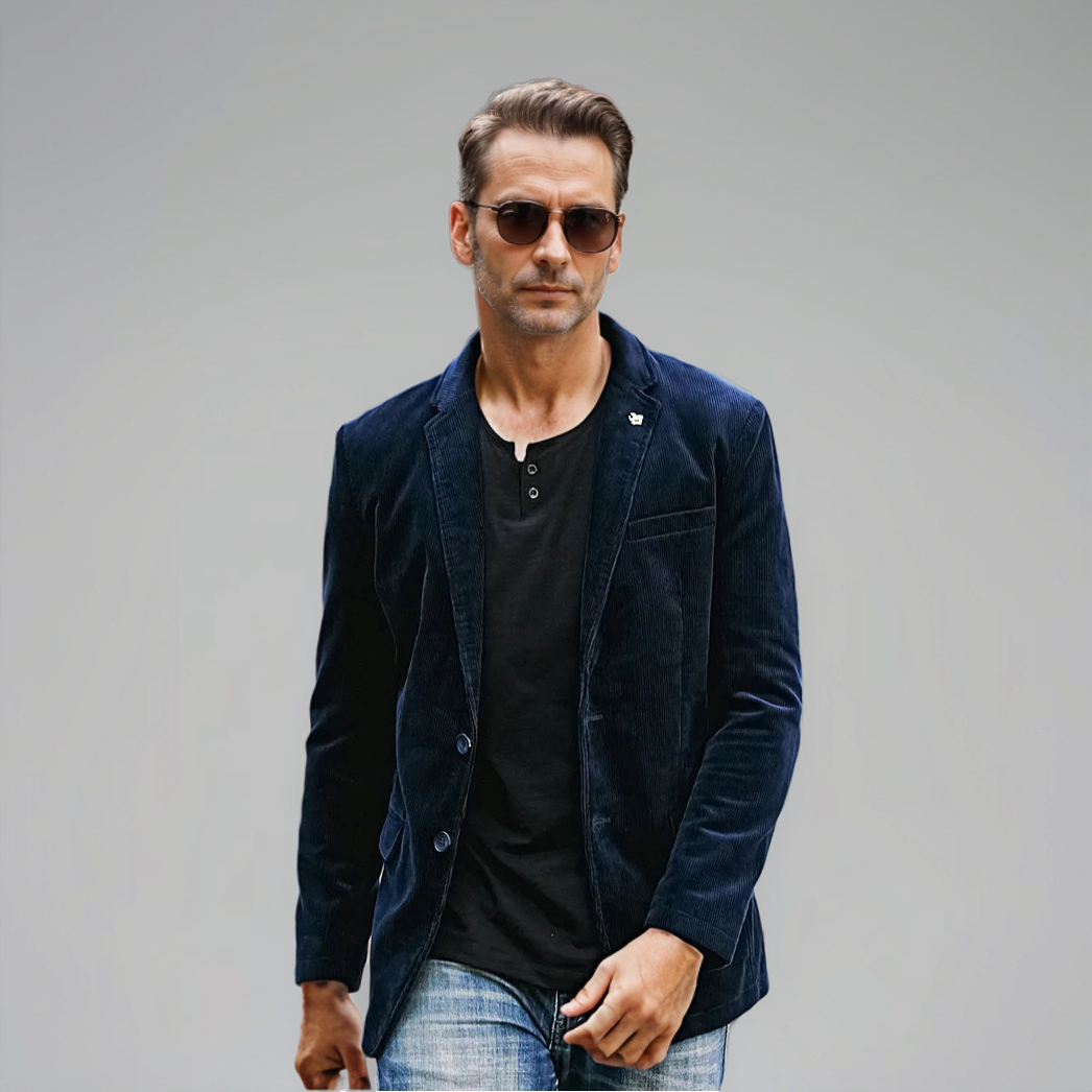 Klassisk og alsidig fløjlsblazer med to knapper