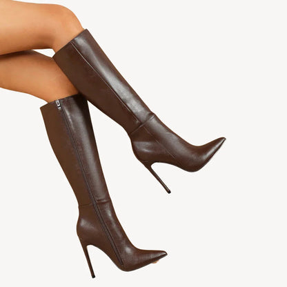 Knæhøje stiletstøvler til damer i moderne stil