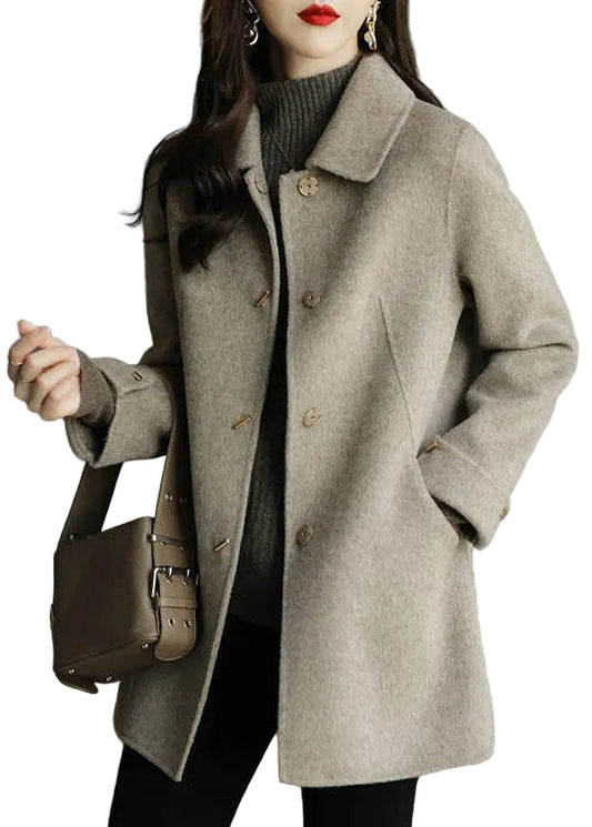 Lang oversized uldfrakke med knapper til damer