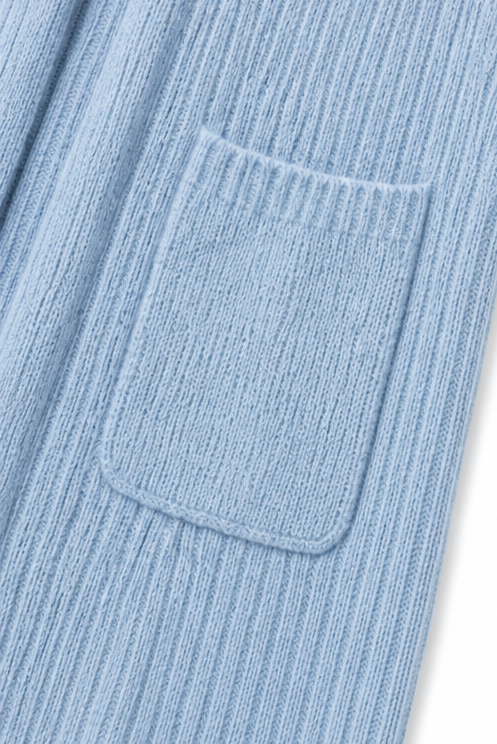 Lang ribstrikket åbenstående cardigan