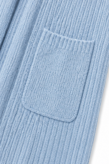 Lang ribstrikket åbenstående cardigan