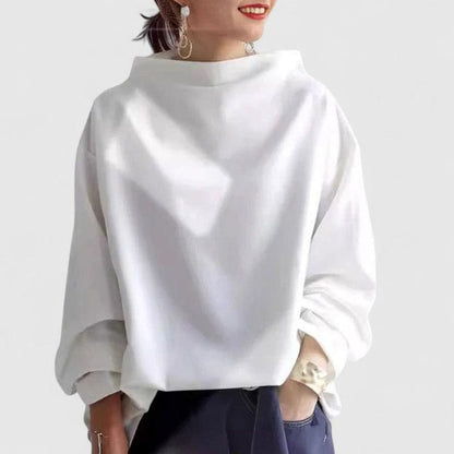 Langærmet relaxed fit sweatshirt-top med mock neck til damer