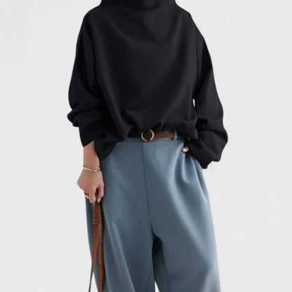 Langærmet relaxed fit sweatshirt-top med mock neck til damer
