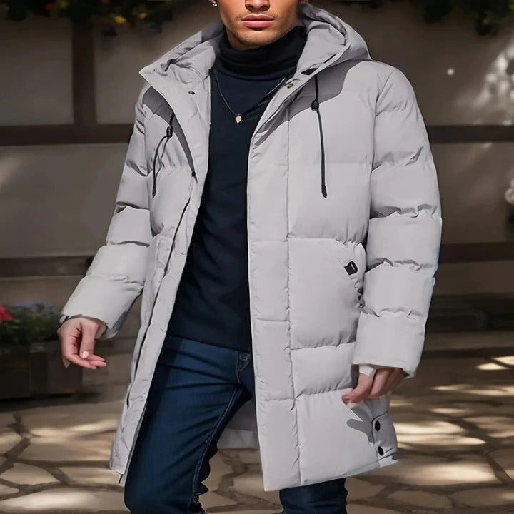 Lang vandtæt herrejakke til vinter og sne