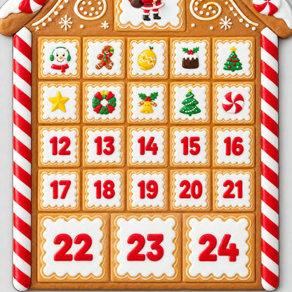 Magnetisk peberkagehus-julekalender – julekalender til køleskab med 24 julemagneter, 37,5 x 28,5 cm