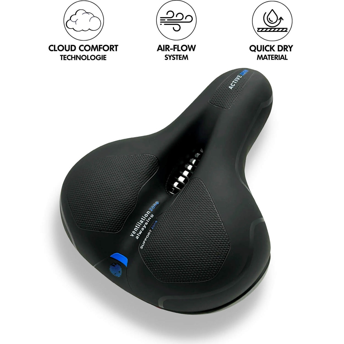 Lindegade | CloudComfort Pro Cykelsæde | Trykaflastende Memory Foam | Sort