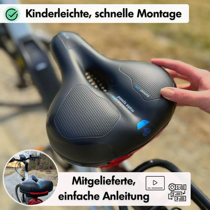 Lindegade | CloudComfort Pro Cykelsæde | Trykaflastende Memory Foam | Sort