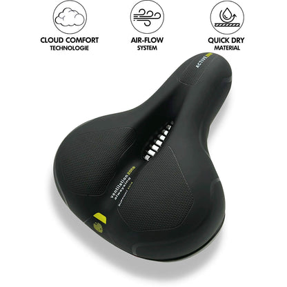Lindegade | CloudComfort Pro Cykelsæde | Trykaflastende Memory Foam | Sort