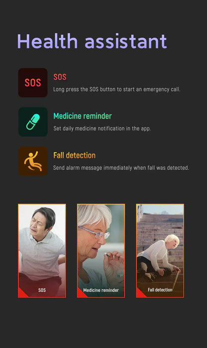 Lindegade | Faldregistreringsur til ældre - 4G medicinsk alarm med GPS & SOS smartwatch