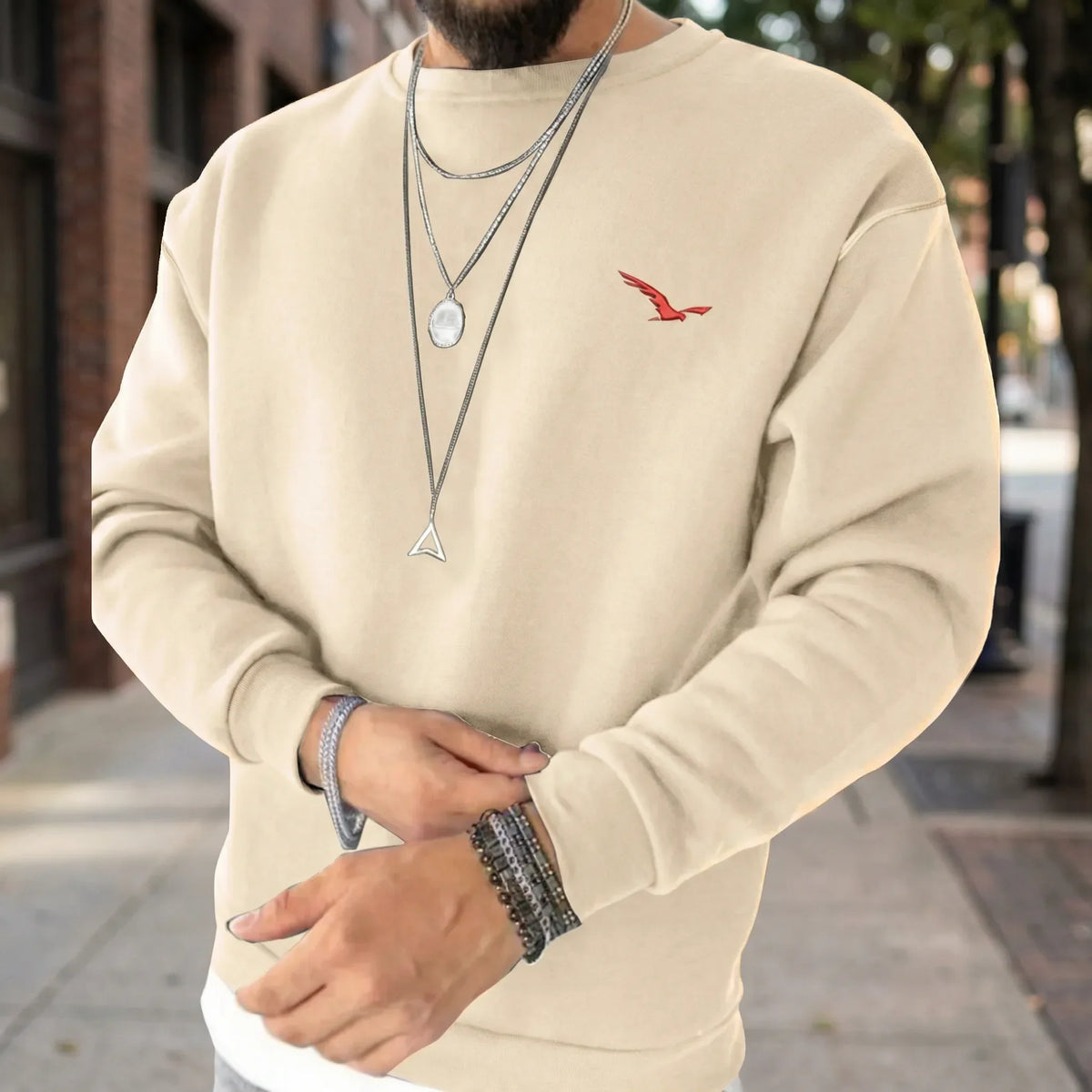Moderne rundhalset sweatshirt til mænd