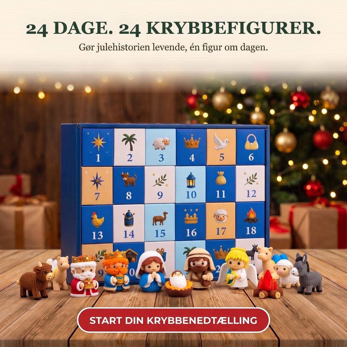 Krybbespil-Julekalender med 24 3D-Printede Figurer
