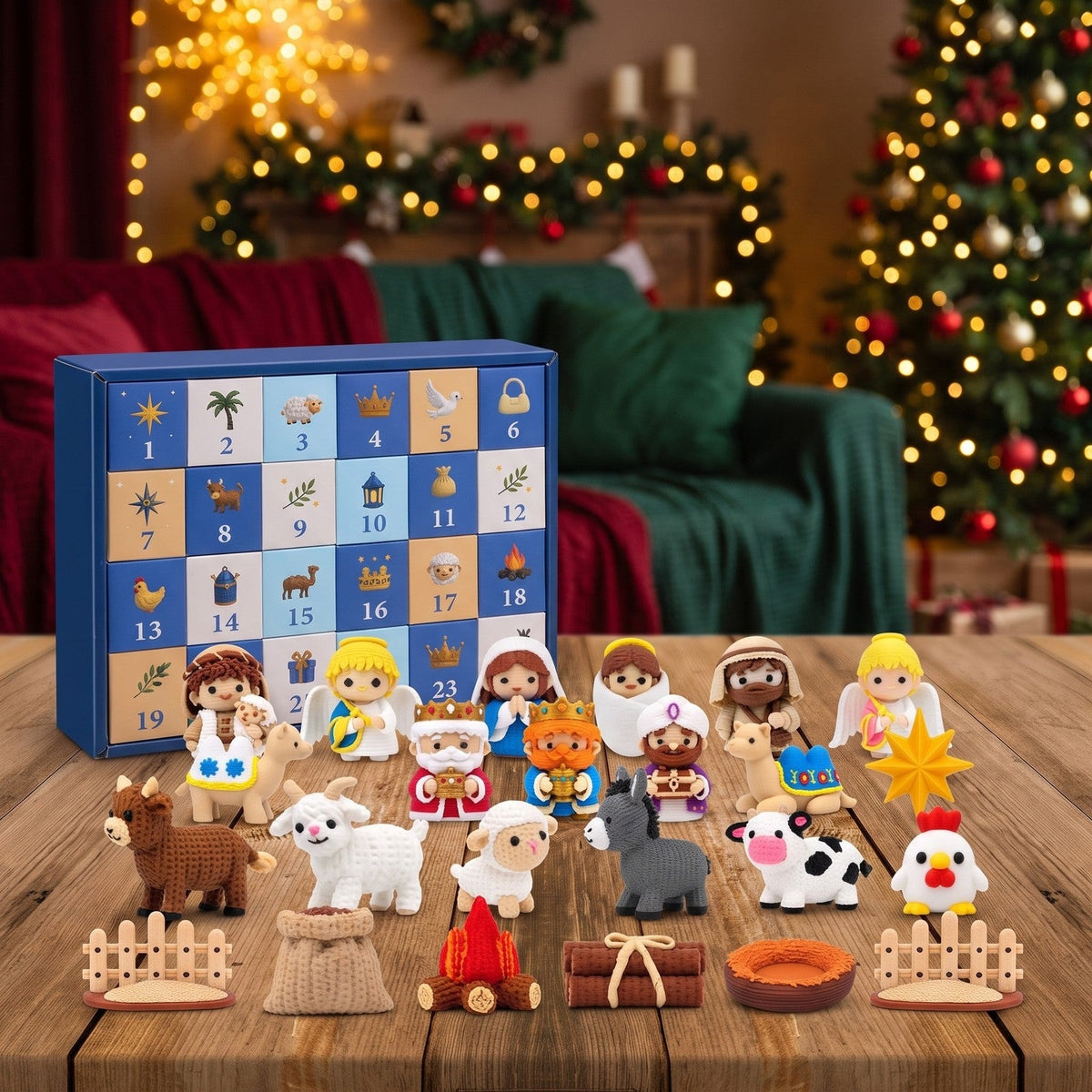 Krybbespil-Julekalender med 24 3D-Printede Figurer