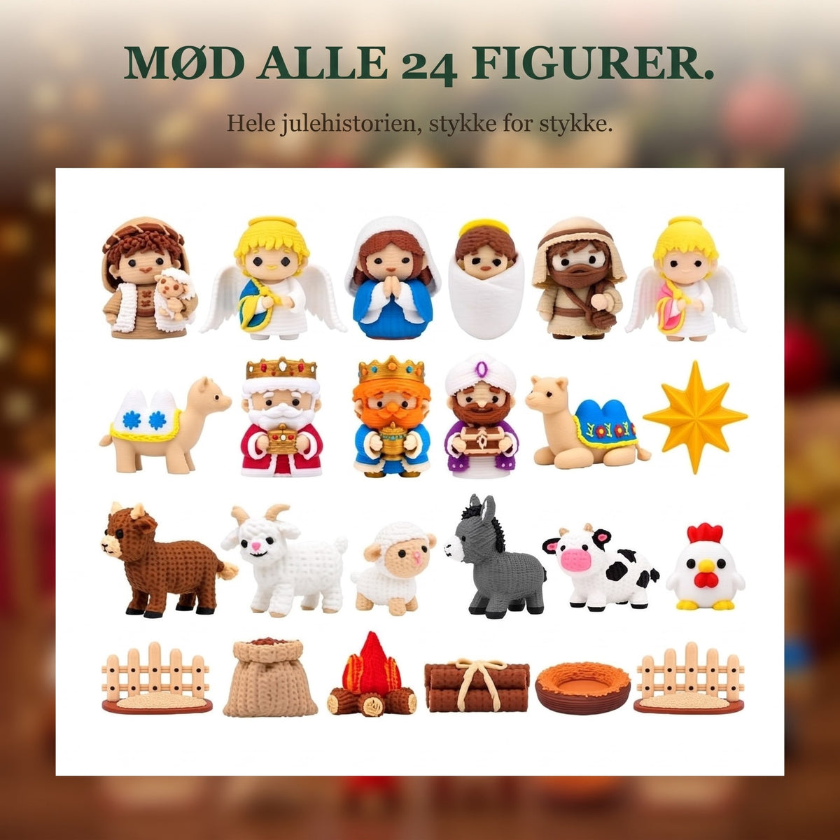 Krybbespil-Julekalender med 24 3D-Printede Figurer