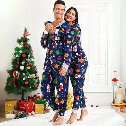 Onesie til voksne - Matchende julesæt til par med lynlås