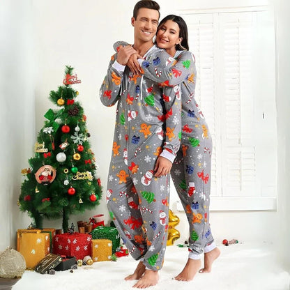 Onesie til voksne - Matchende julesæt til par med lynlås