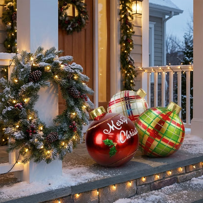 Oppustelig kæmpe julekugle til udendørs juledekoration