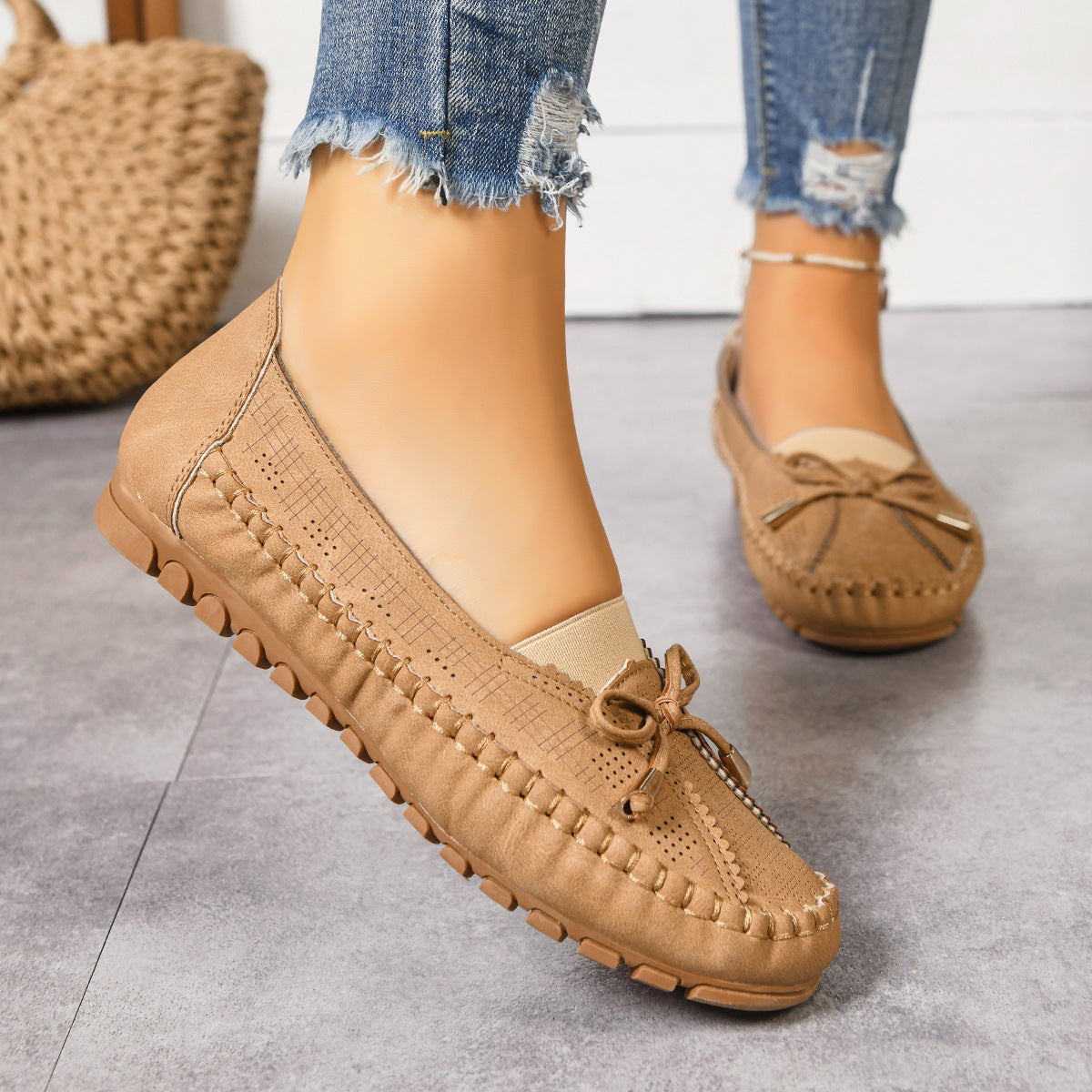 Ortopædiske slip-on loafers med bred pasform og stødabsorberende komfort til damer