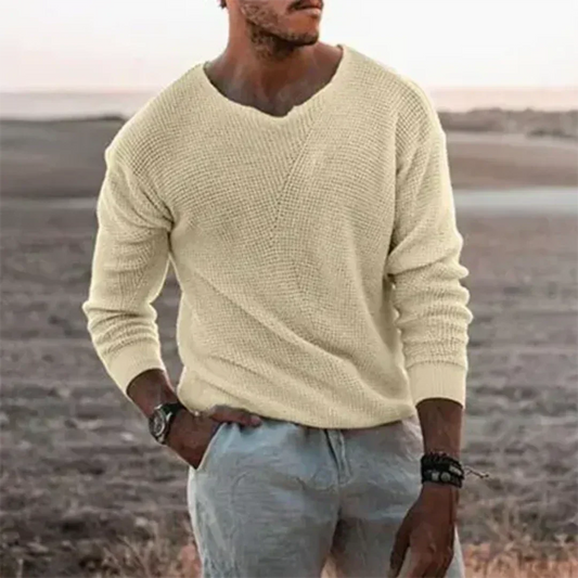 Jean | Pull Homme Manches Longues Col V - Image 1
