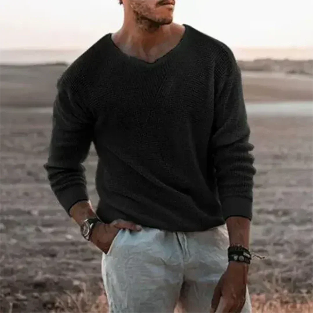 Jean | Pull Homme Manches Longues Col V - Image 2