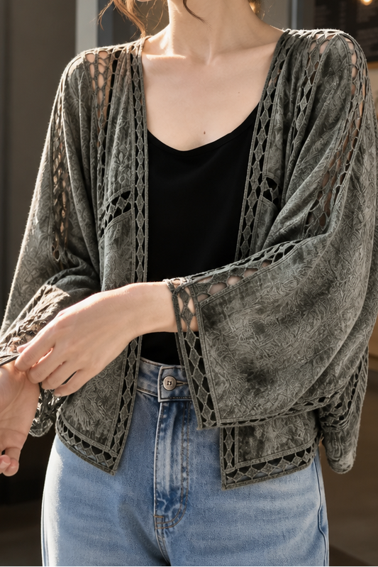 Oversized cardigan i hulmønstret blonde