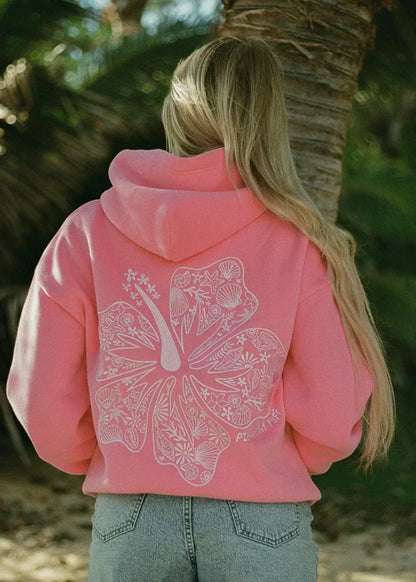 Oversized hættetrøje med tropisk print - Behagelig streetwear