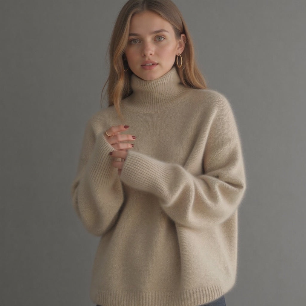Oversized rullekravestrik i kashmir – blød, varm og elegant