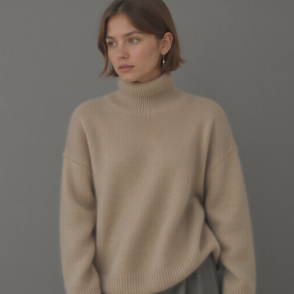 Oversized rullekravestrik i kashmir – blød, varm og elegant