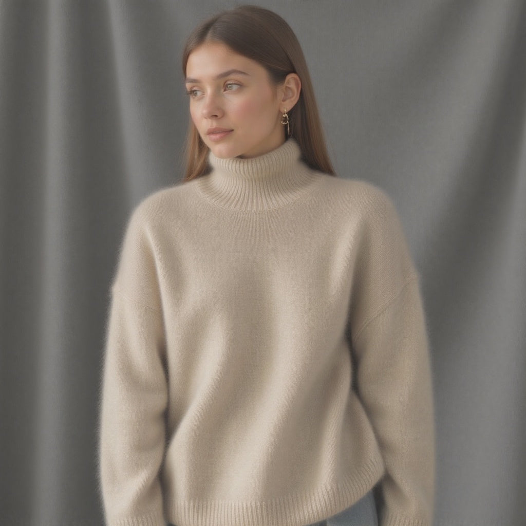 Oversized rullekravestrik i kashmir – blød, varm og elegant