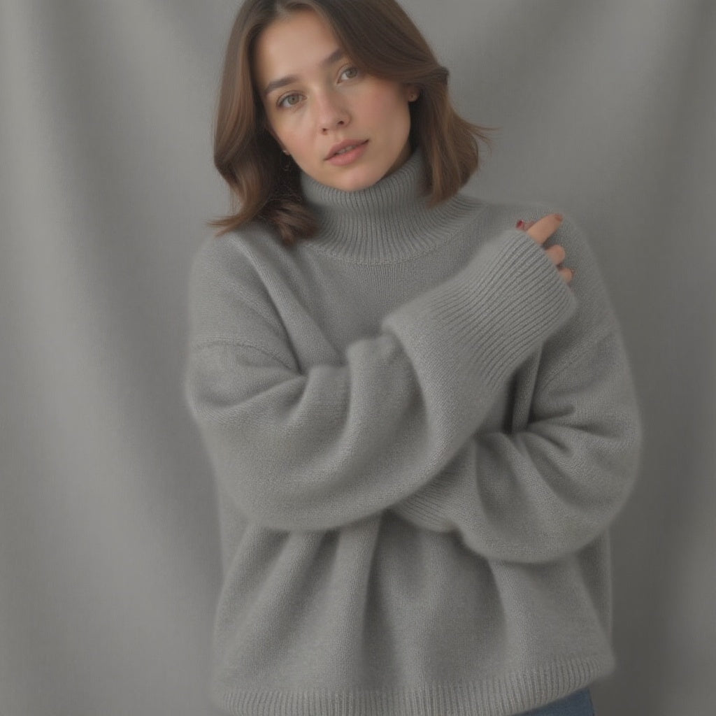 Oversized rullekravestrik i kashmir – blød, varm og elegant