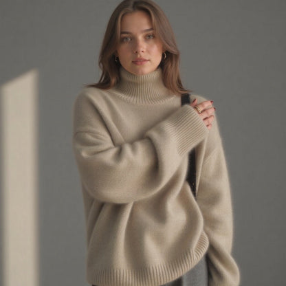 Oversized rullekravestrik i kashmir – blød, varm og elegant