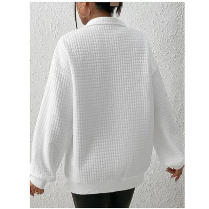 Quiltet half-zip-sweatshirt til damer i afslappet pasform