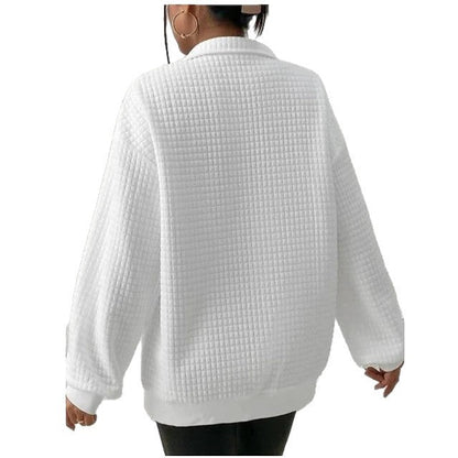 Quiltet half-zip-sweatshirt til damer i afslappet pasform