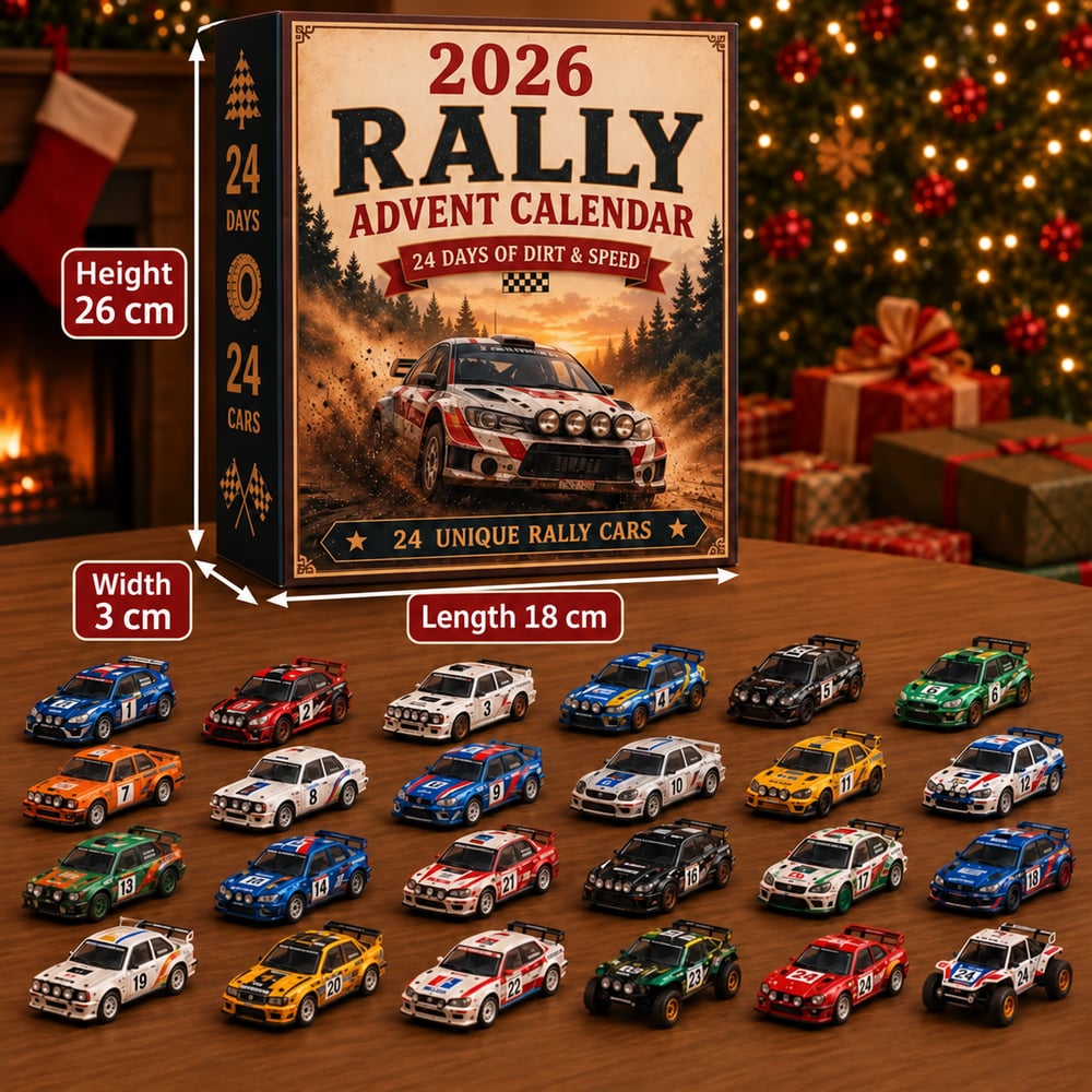 Rally adventskalender 2026 – 24 dage fyldt med rallybiler at samle på