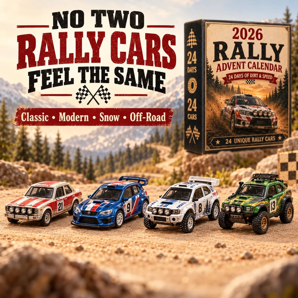 Rally adventskalender 2026 – 24 dage fyldt med rallybiler at samle på