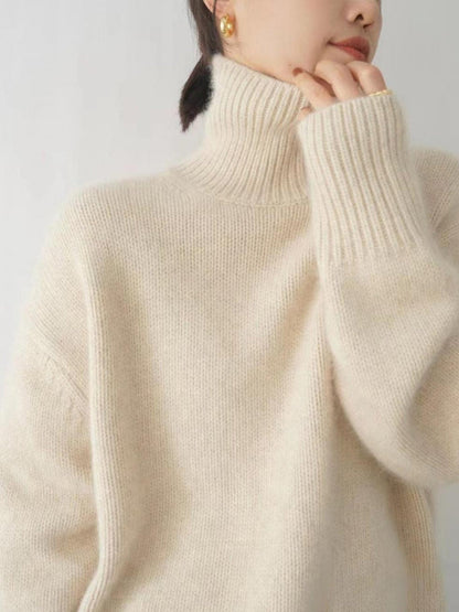 Rullekravetrøje i kashmir til damer