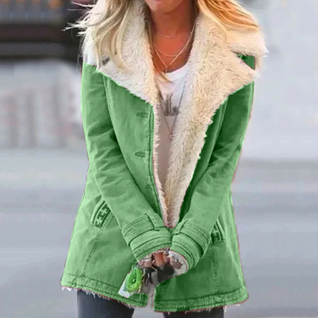 Marianne | Veste Femme Boutonnée à Col Sherpa - Image 1