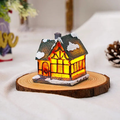 Sæt med 6 julebyhuse med LED-lys