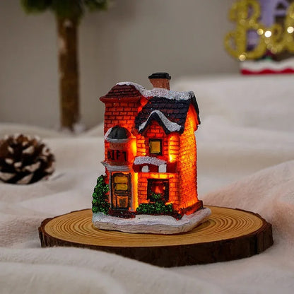 Sæt med 6 julebyhuse med LED-lys