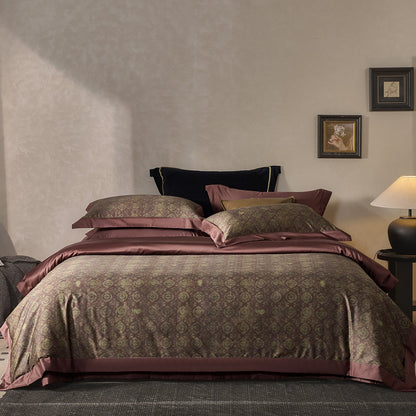 Sengesæt i paisley-jacquard med satinkant