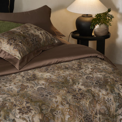 Sengesæt i paisley-jacquard med satinkant