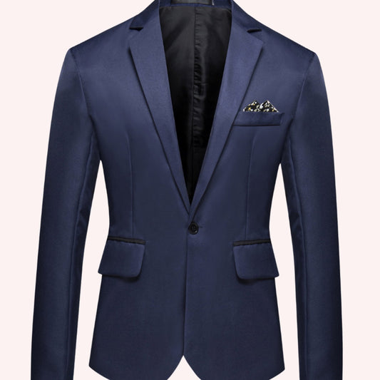 Slim-fit businessblazer med én knap og hakrevers til mænd