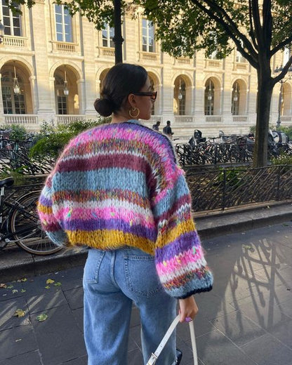 Stribet cardigan med knapper