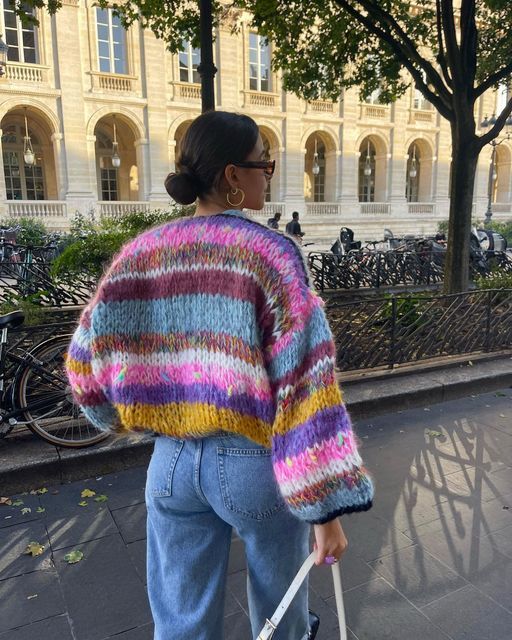 Stribet cardigan med knapper