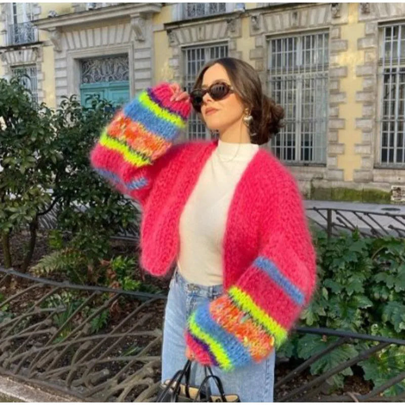 Stribet cardigan med knapper