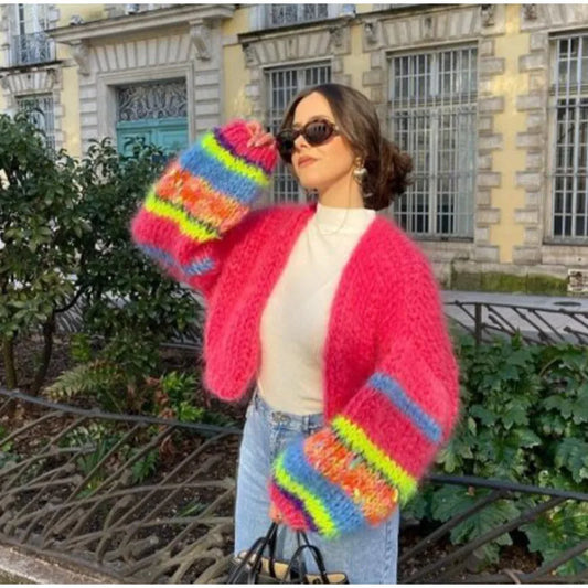 Stribet cardigan med knapper
